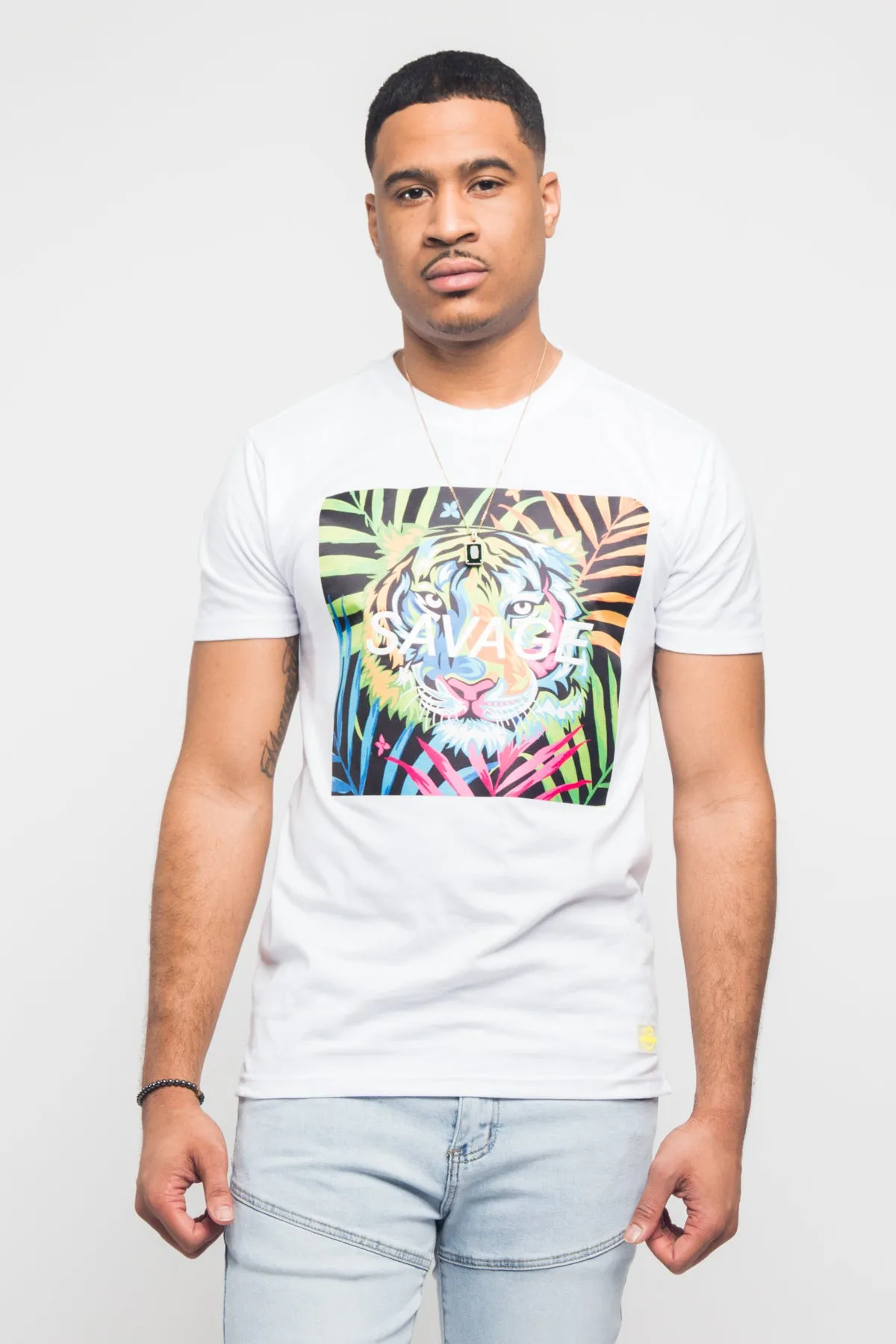Casual Long Sleeve AthleisureInspired Colorful Tiger Savage T- Shirt