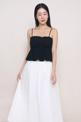 Easy to Wear WeightedHem Seth Pleated Babydoll Top Black