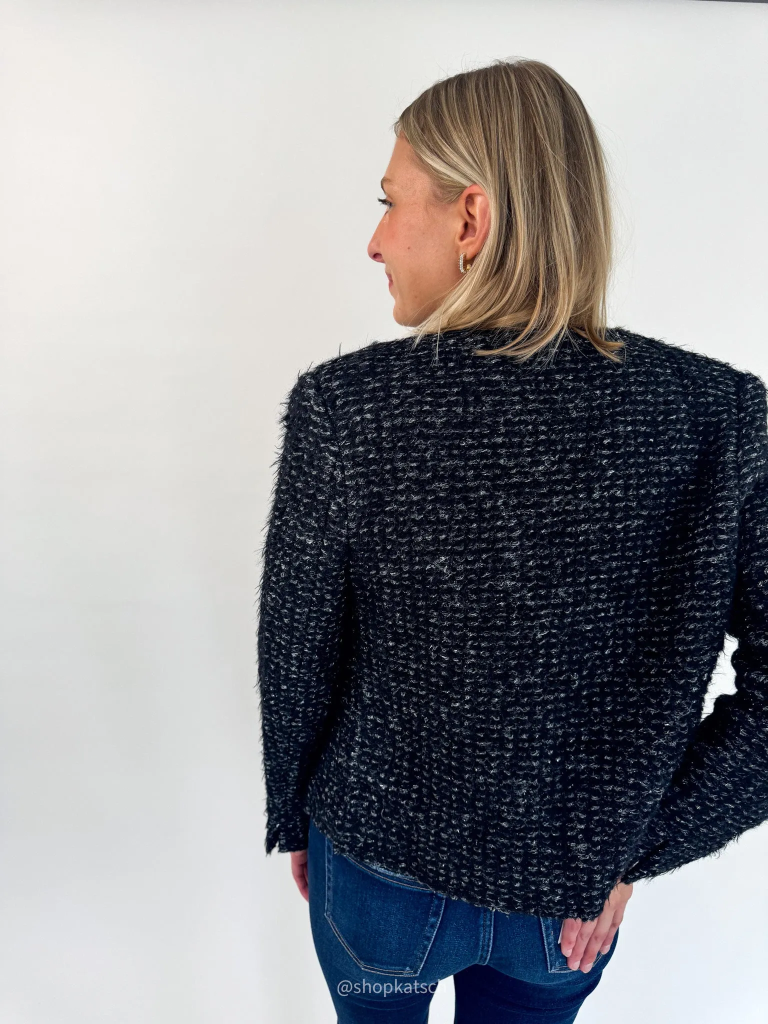 Stylish Knitwear Mariah Black & Silver Elevated Cardigan