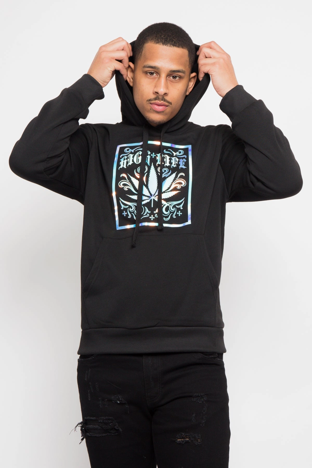 ConvertibleCollar Hidden Ventilation Iridescent High Life Fleece Pullover Hoodie