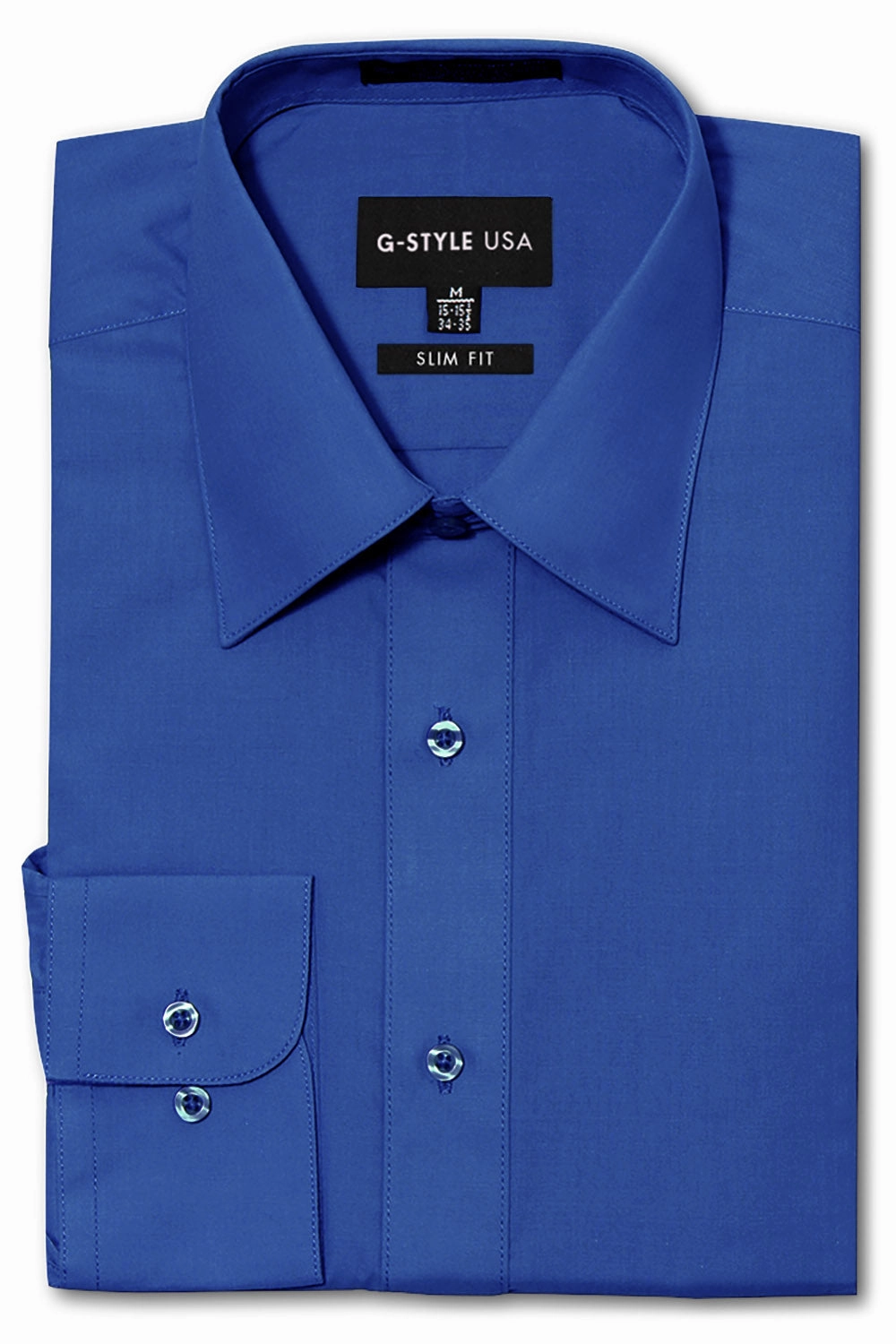 AbrasionResistant Surface Men's Slim Fit Solid Color Dress Shirt (Royal Blue)