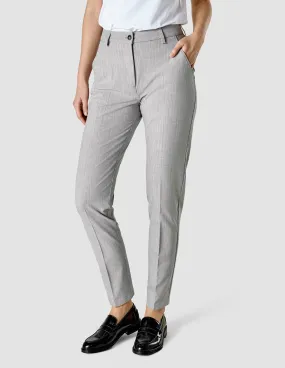 Essential Pants Tapered Light Grey Pinstriped Sport Ready Fit