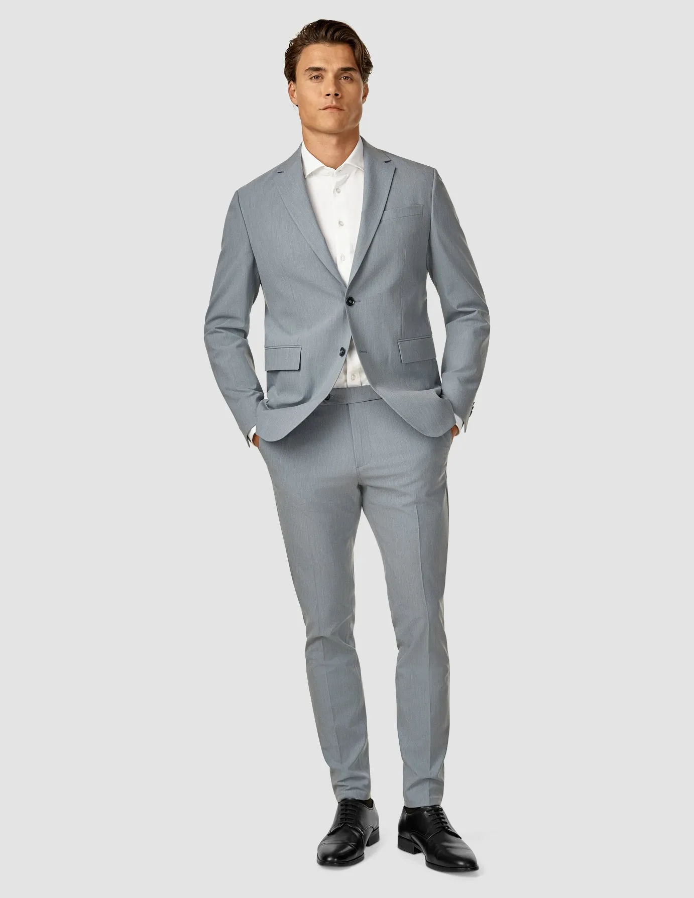 Essential Suit Pants Slim Light Blue Melange ReinforcedHemline