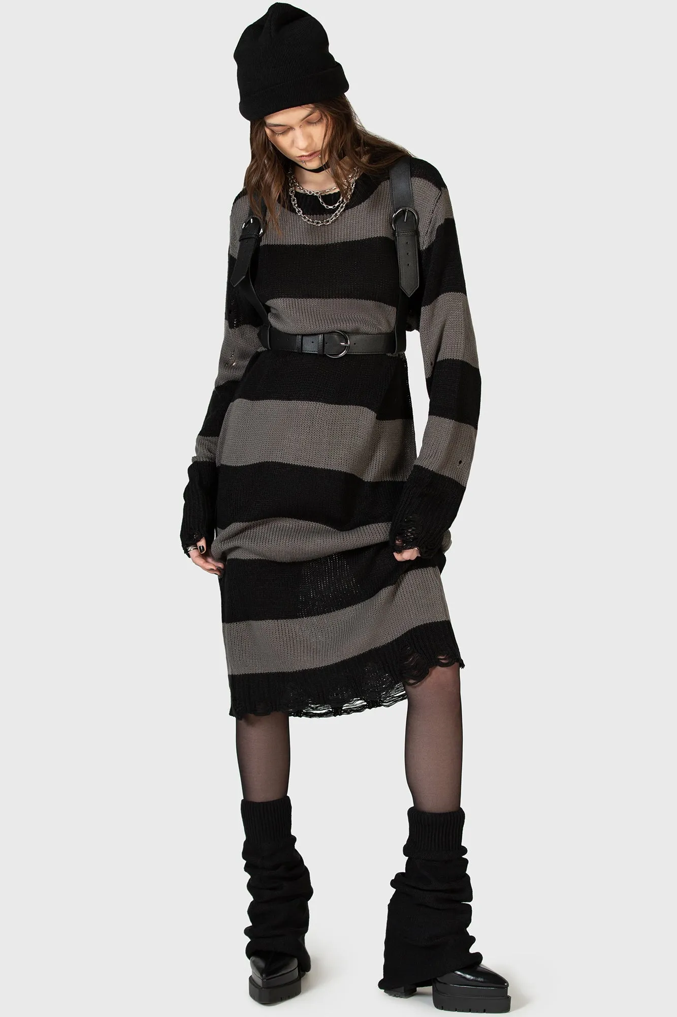 Regular-fit Mesh-Detail Within Souls Sweater Dress