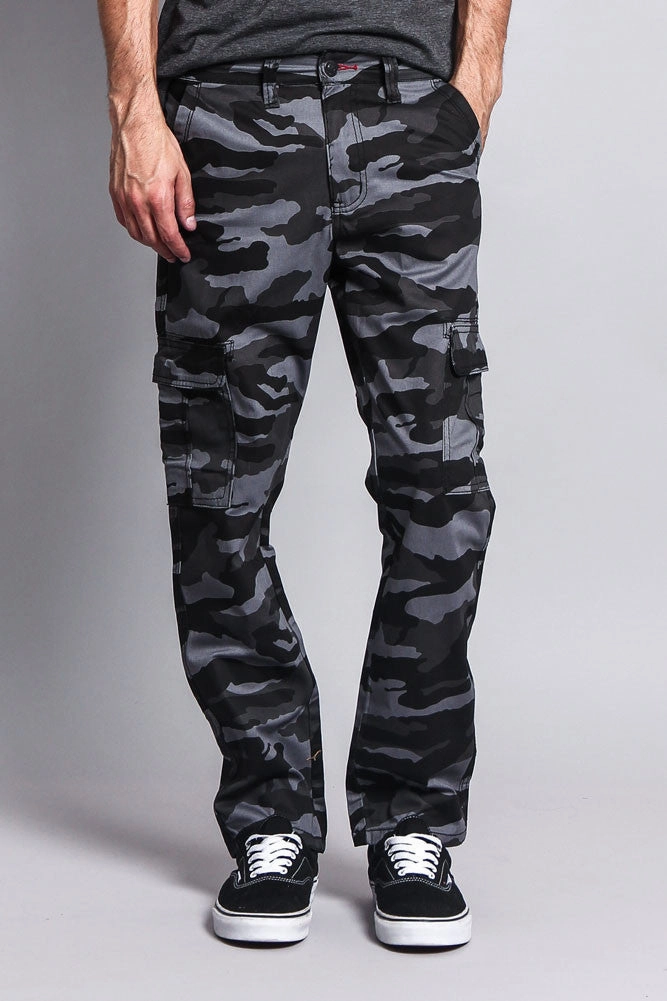 Men's Camo Cargo Slim Fit Pants Multi Pocket Configuration Chilly Weather