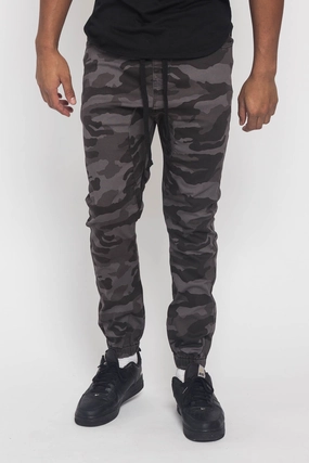 Men's Jogger Twill Pants (Black Camo) Premium Look