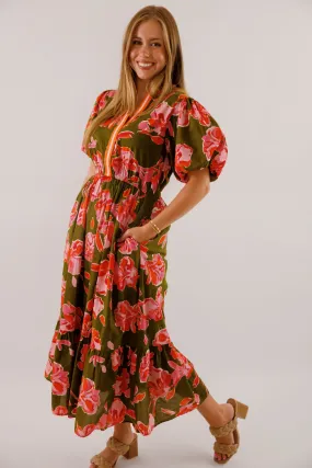 Knot-Detail Party Floral Exciting Opportunities Midi Dress