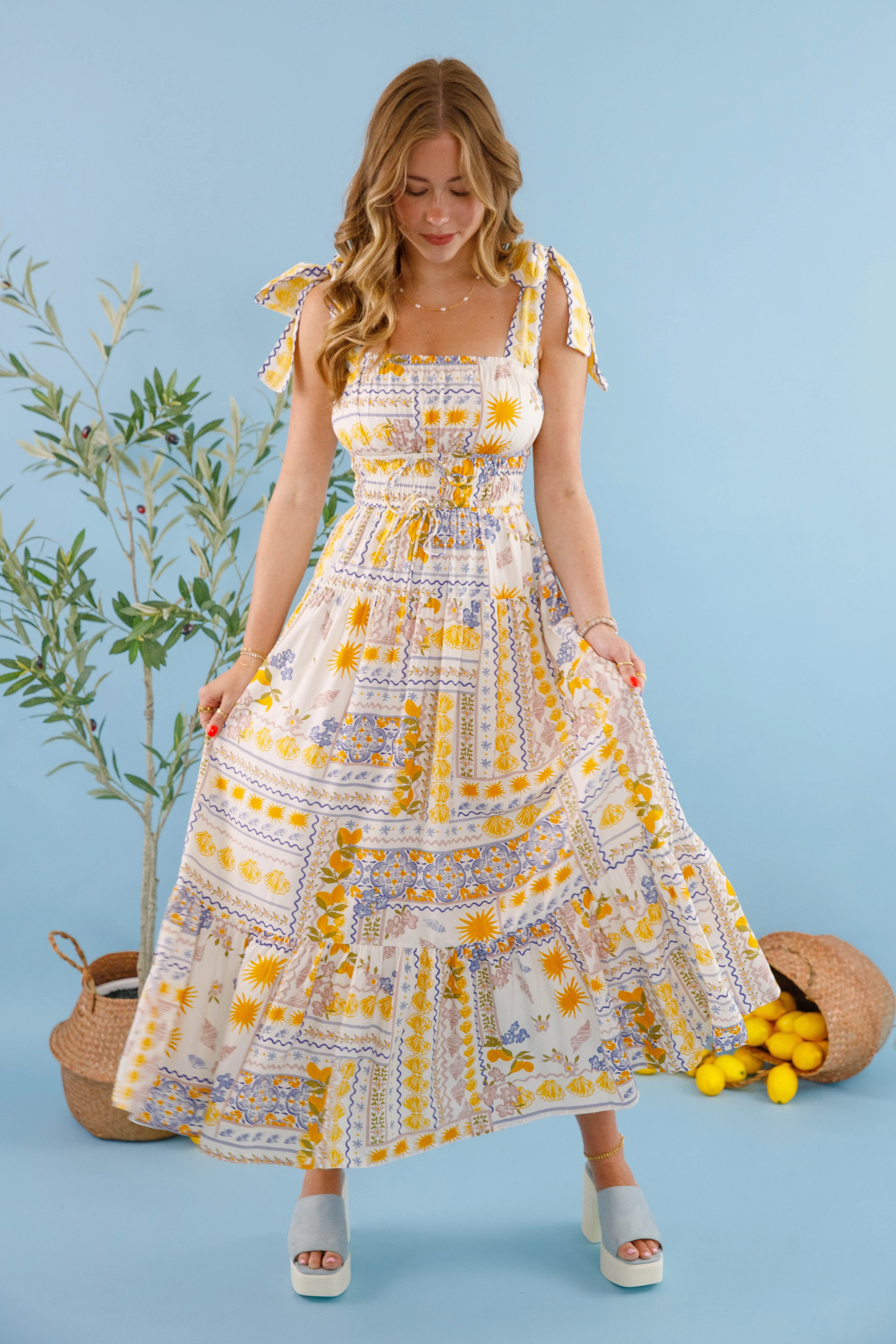 Vacation Outfit Light Sheen Barcelona Midi Dress