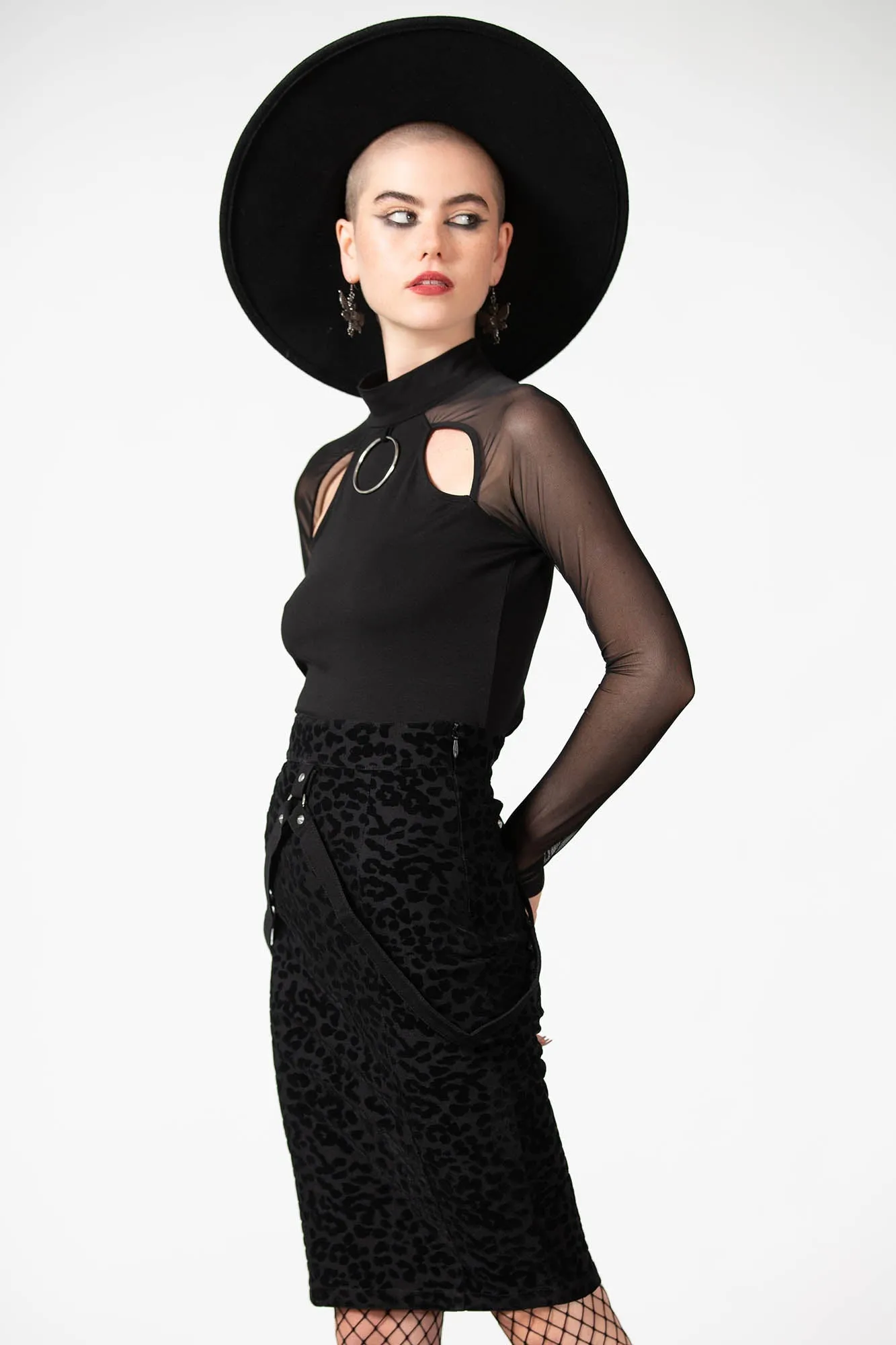 Catty Queen Midi Skirt Abstract Motif Breathable fabric