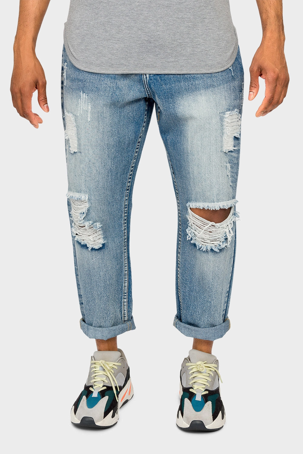 Distressed Cropped Denim Jeans Easy Travel
