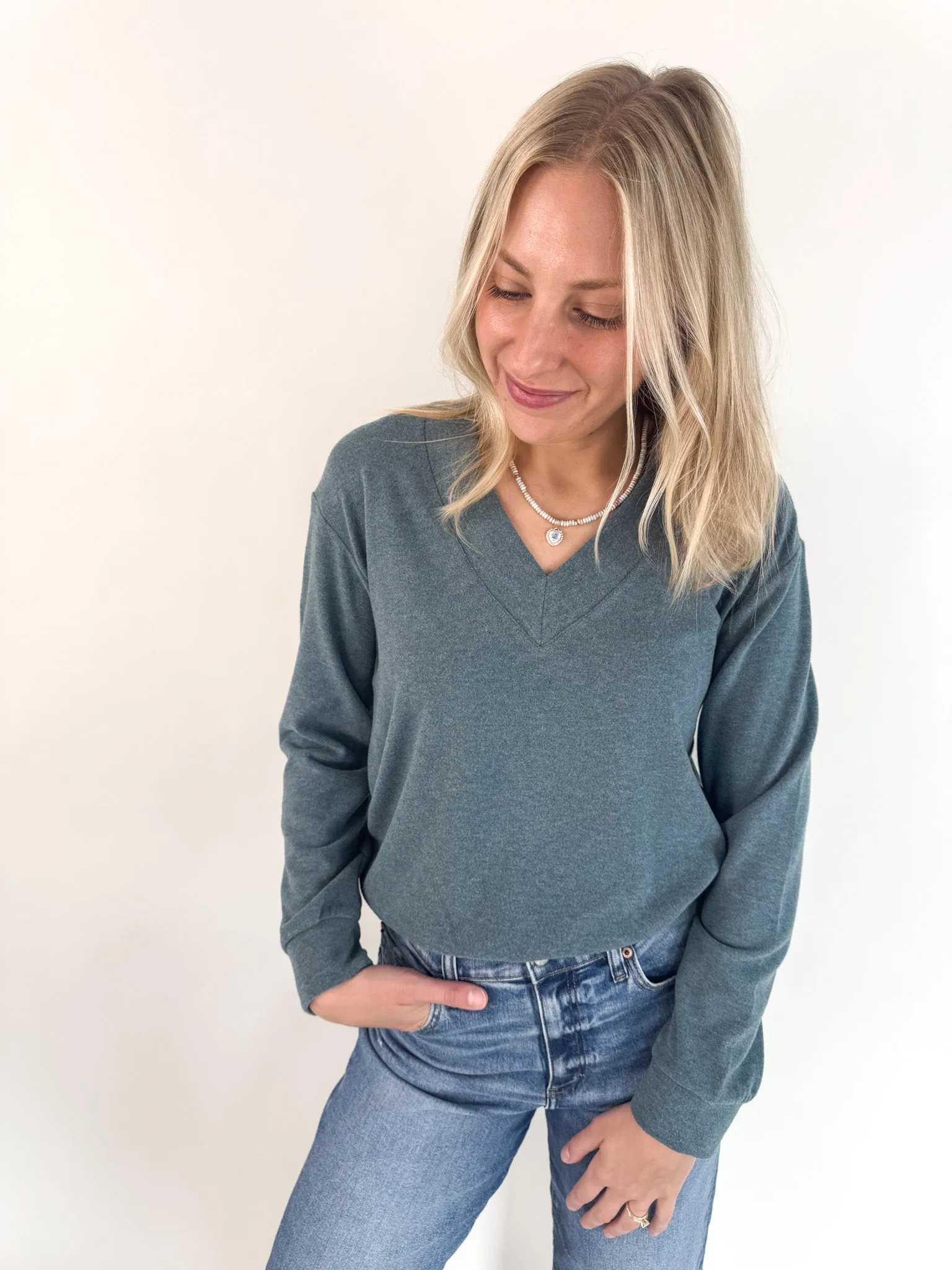 Manal Top- Spruce Heather Cozy Waistband