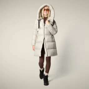 All Season Women's Animal free puffer coat Isabel in rainy beige