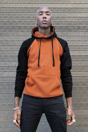 Sustainable Recycled Material Contrast Raglan Sleeve Pullover Hoodie (New Colorways)