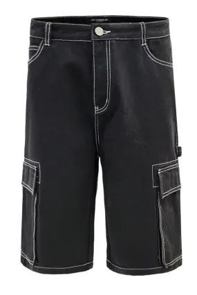 Men's Contrast Stitch Baggy Cargo Shorts ThermalRegulation