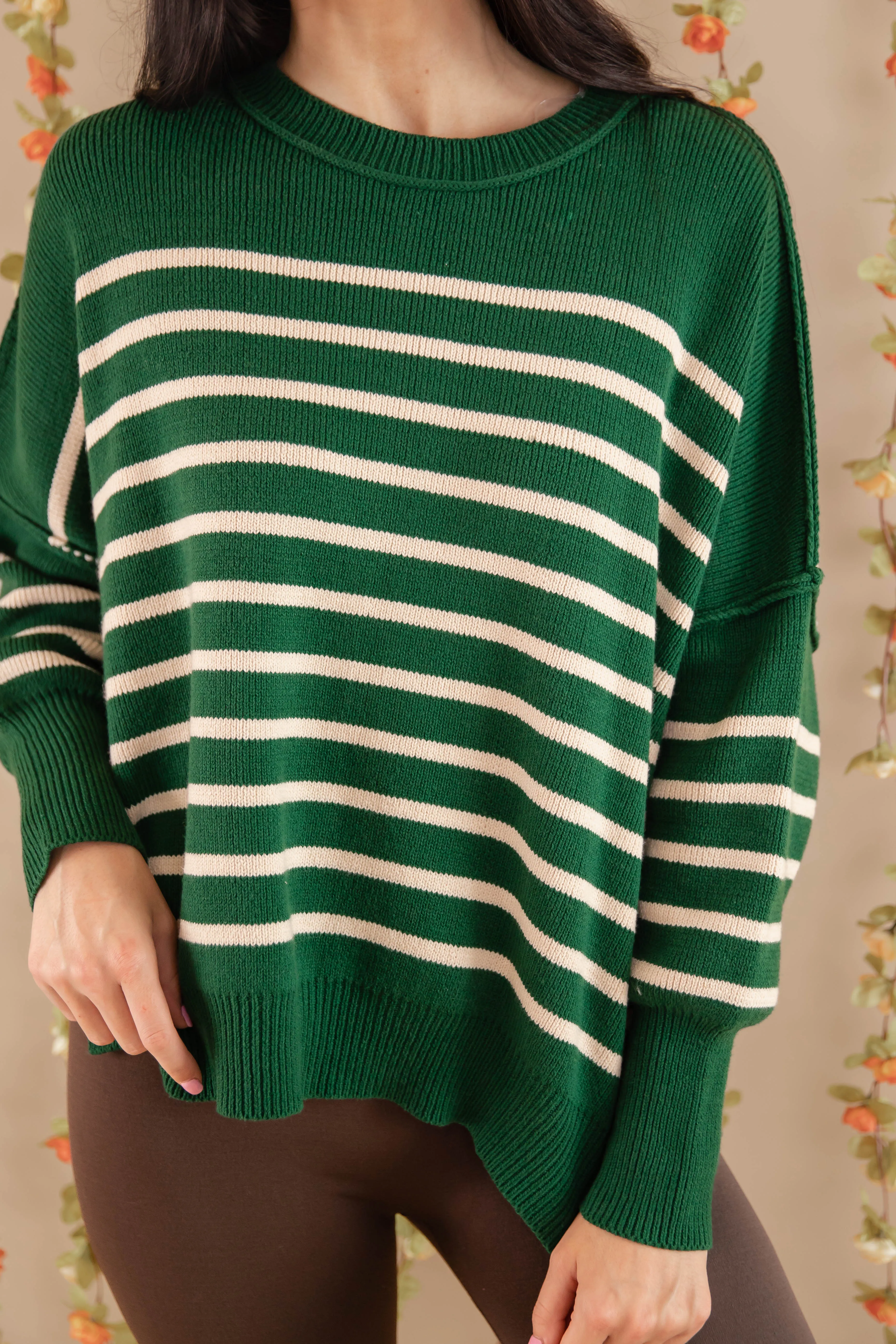 Wrinkle Resistant Knit All Season Knitwear How The Story Goes Sweater-Hunter Green