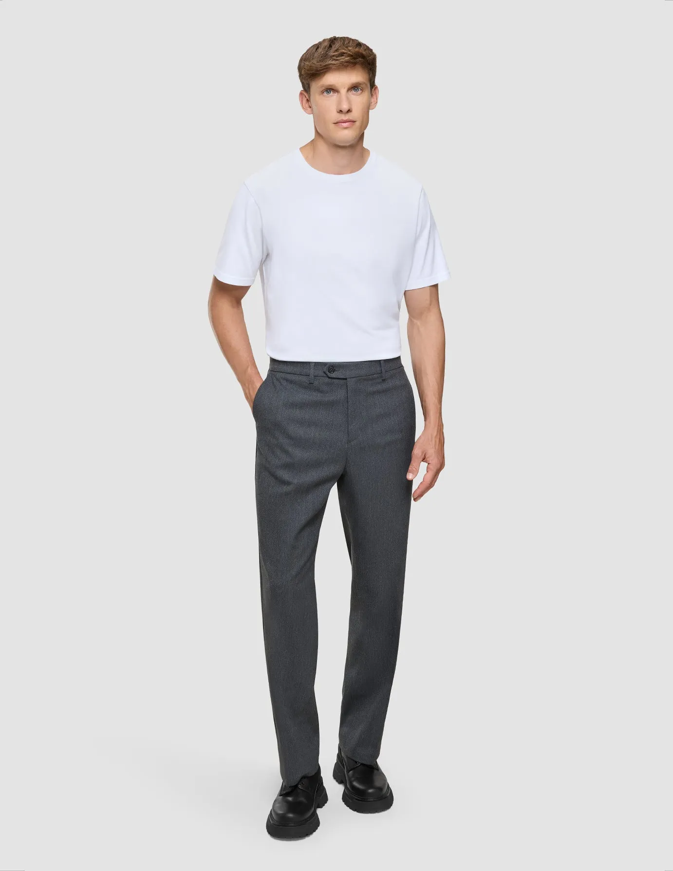Plaid detail Heritage Pants Relaxed Fit Stone Grey