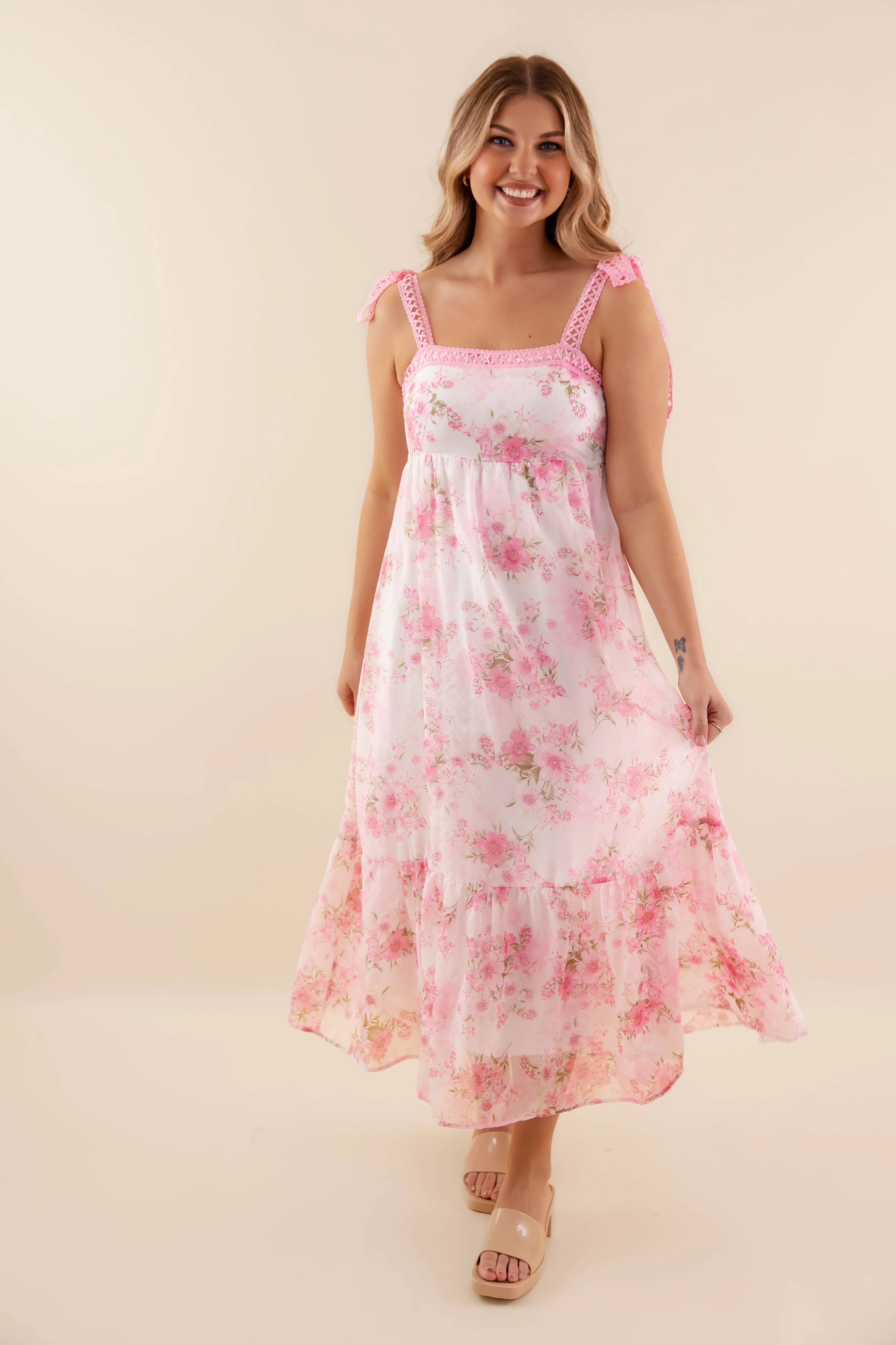 Perfect Length Pinch Me Midi Dress-Blush