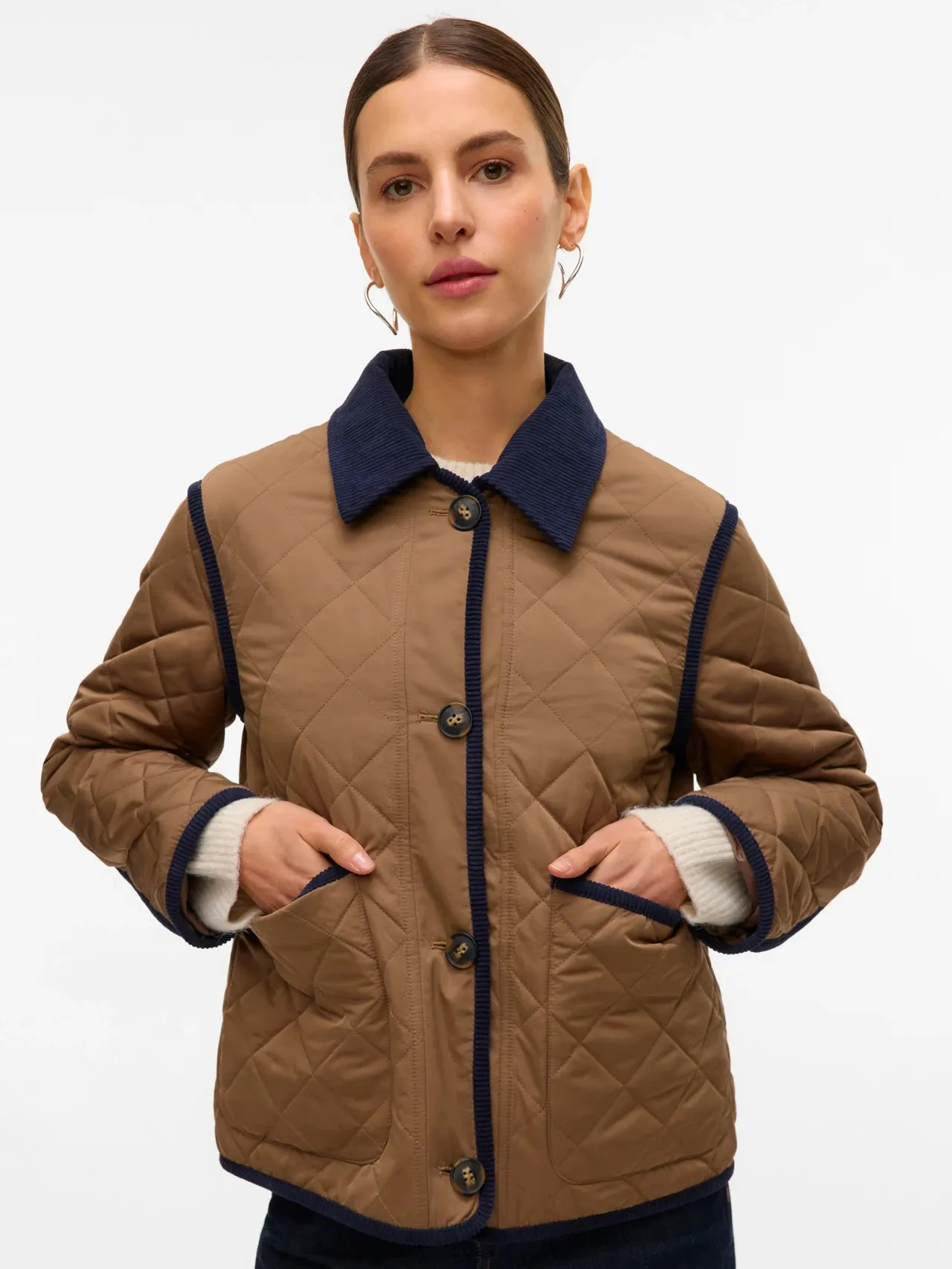 Corduroy Collar Jacket Ergonomic Shoulder Cut Reinforced Elbow Padding