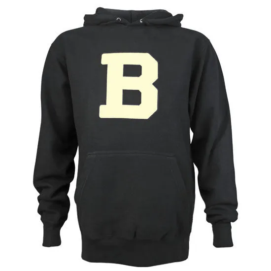 Black Bowdoin "B" Hooded Sweatshirt from MV Sport pearl accents Comfortable Hoodie