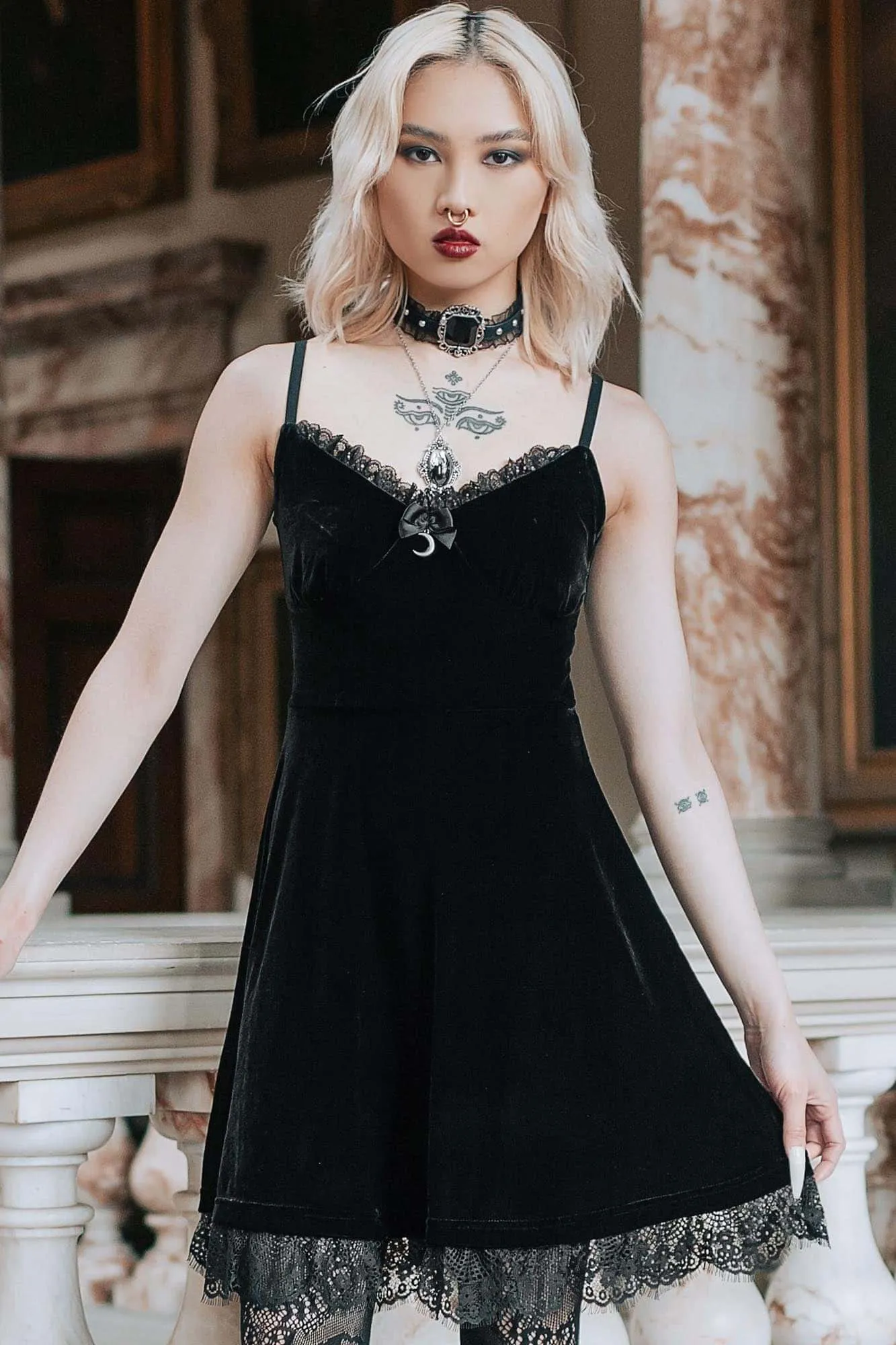 Moonstruck Velvet Skater Dress [B] Comfortable Wear
