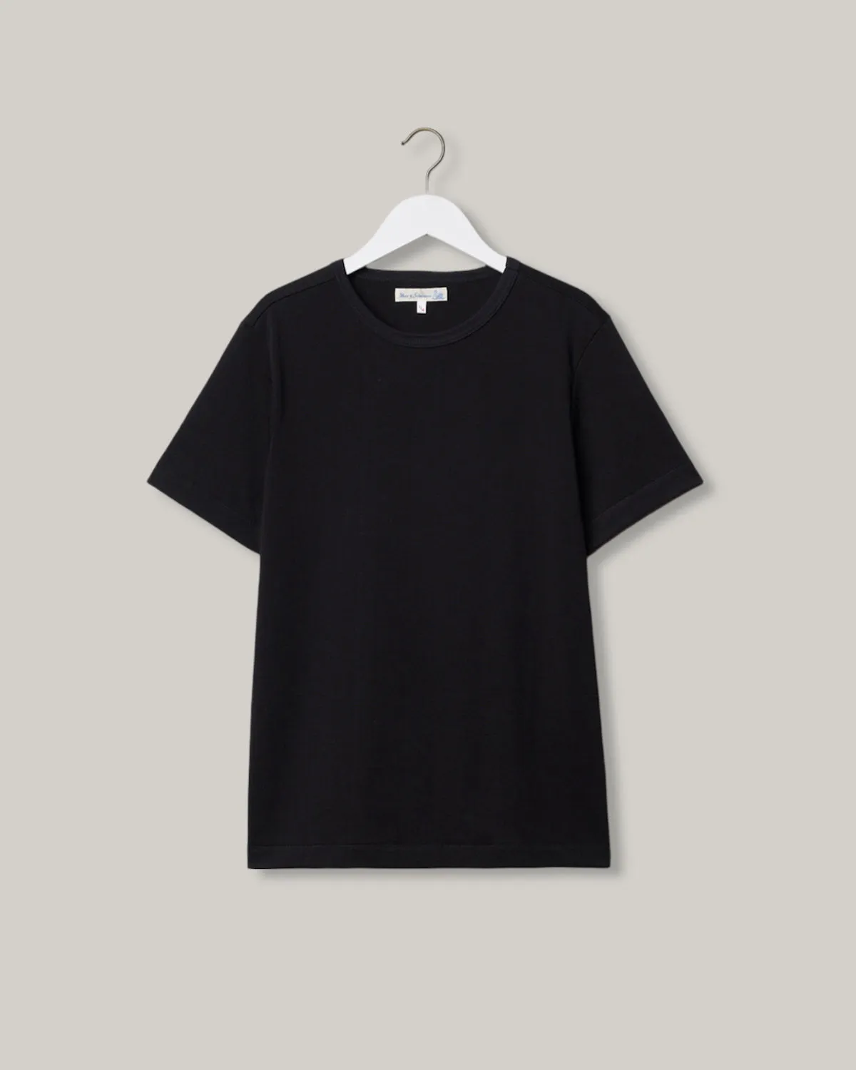 Relaxed fit style Stretchable Armholes MERZ B SCHWANEN CLASSIC T-SHIRT 2M15 - DEEP BLACK