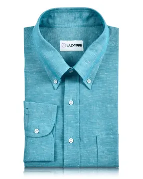 Subtle patterns Cotton Linen: Turquoise Blue Chambray Shirt