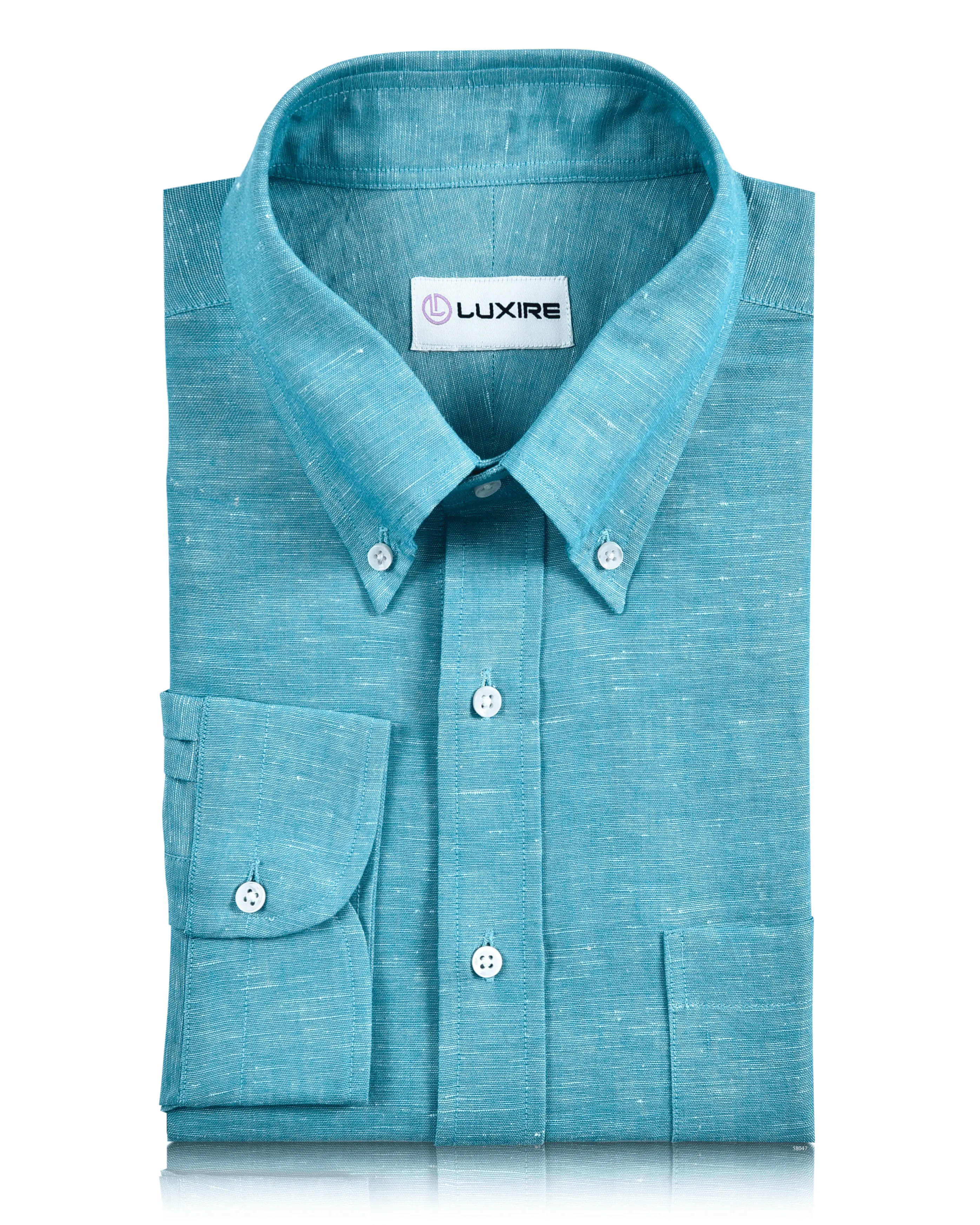 Subtle patterns Cotton Linen: Turquoise Blue Chambray Shirt