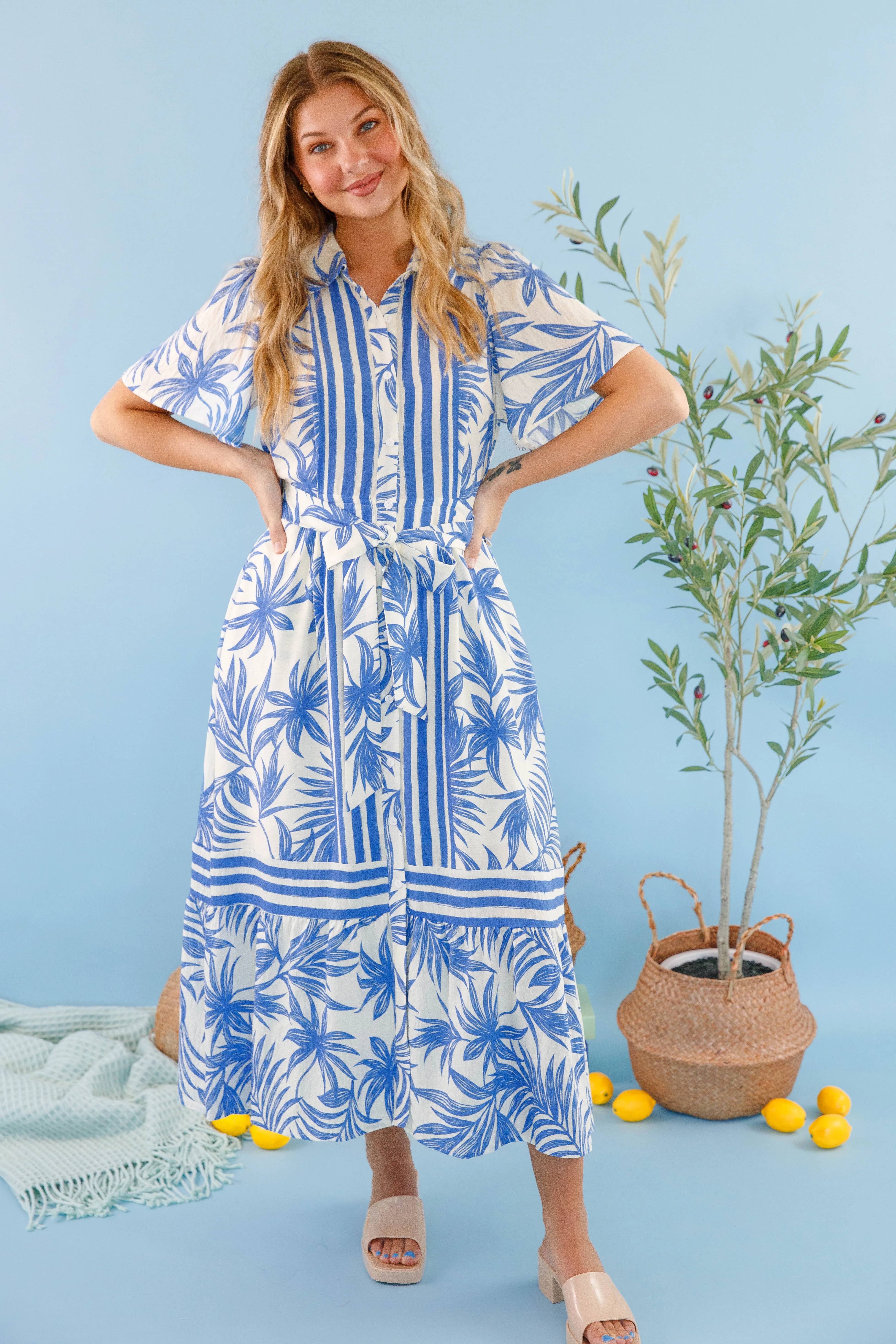 Comfort and Elegance Everyday Use Tropical Travels Midi Dress