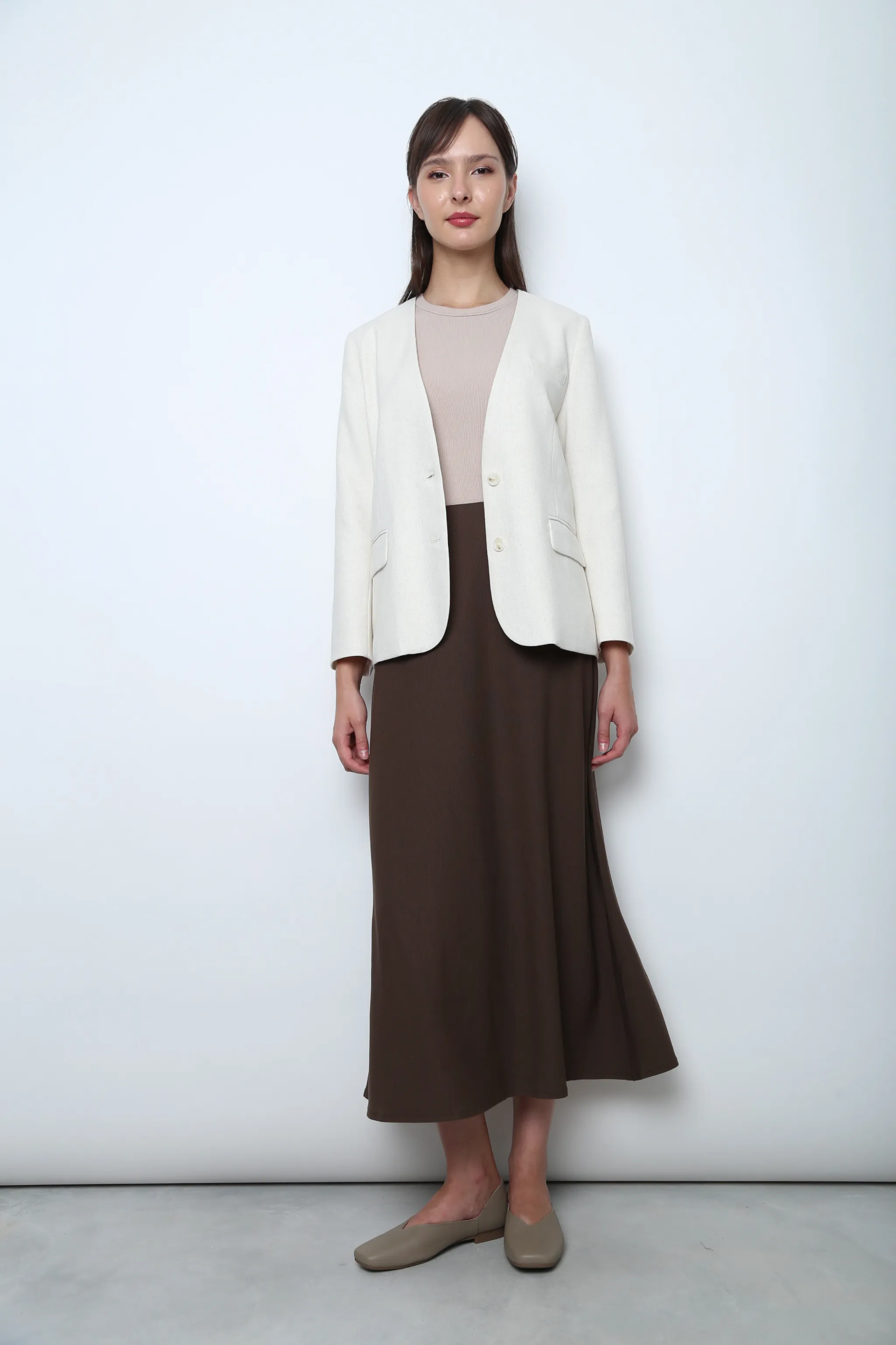 Court Midi Skirt Chestnut Brown Casual Wear
