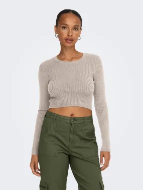Fine Gauge Knit Layering Fashion Karol LS Crop O-Neck Pullover