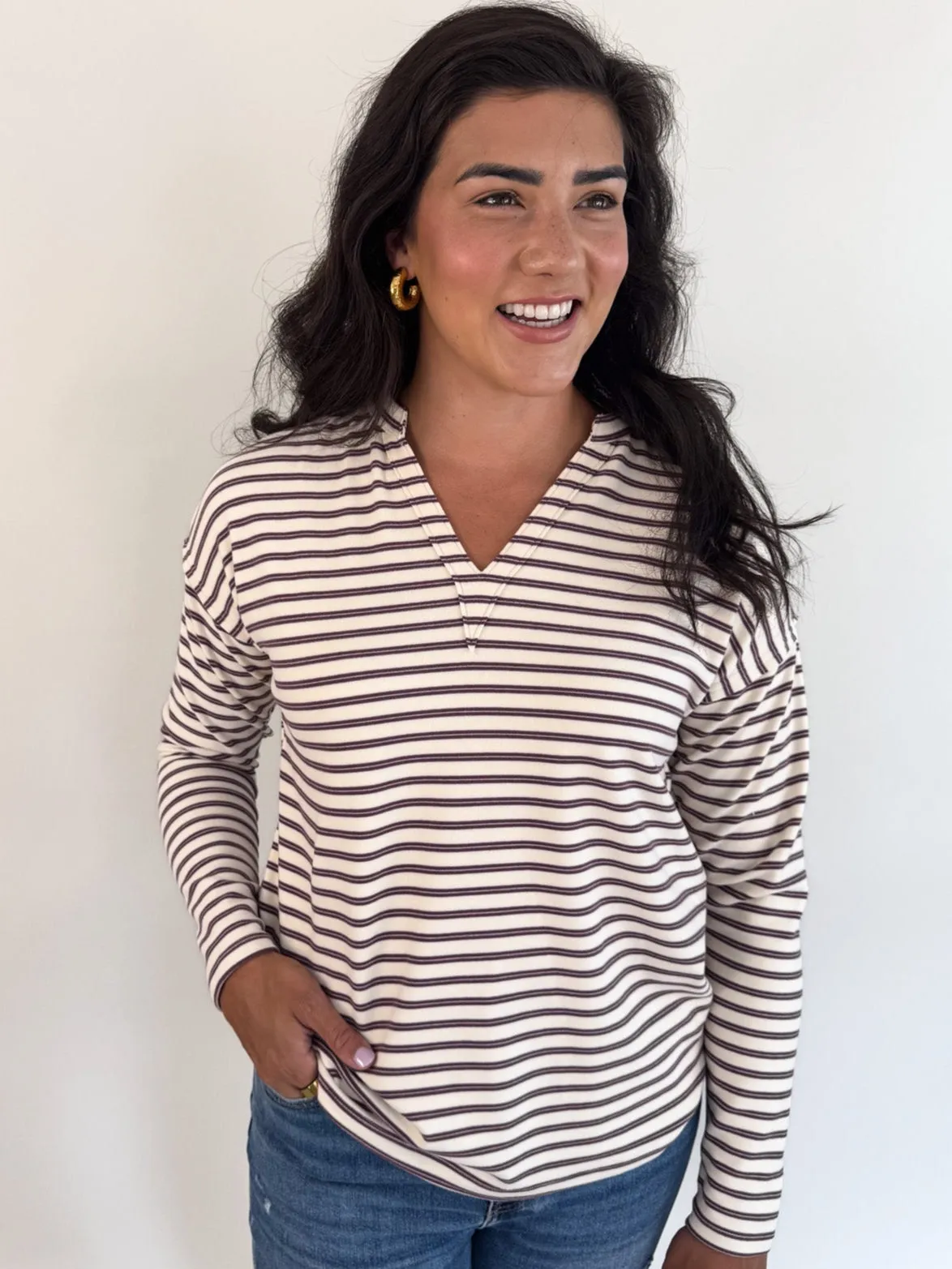 Cozy Comfort Wear Casual Essentials Cozy In Stripes Pullover Sweater