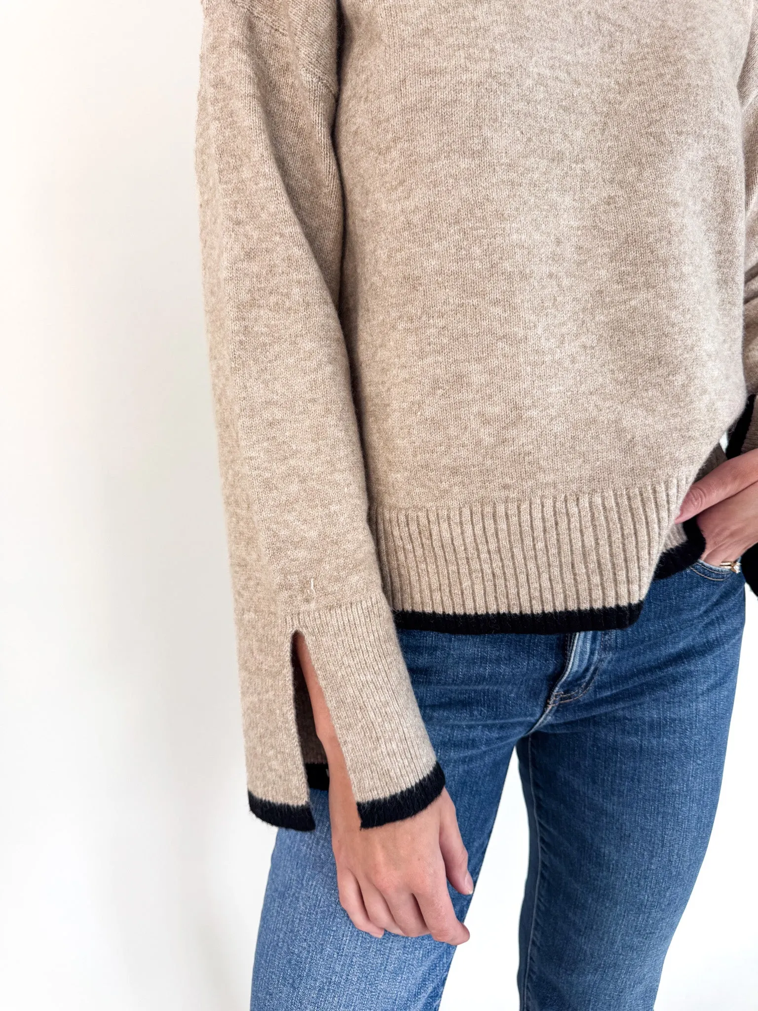 Angelina Cuff Slit Crew Neck Sweater Layer Ready Soft Feel