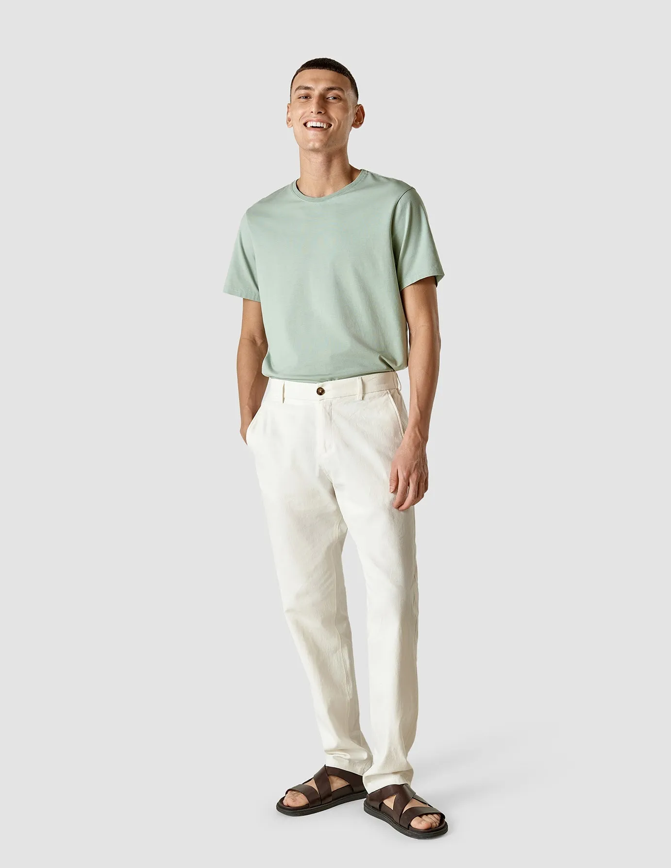 Easy Stretch Fit Linen Pants Relaxed Fit Off White