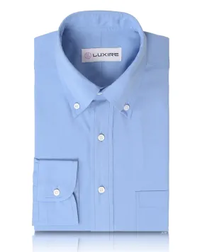 Midweight Textile Durable Stitching Albini Blue Poplin Business Shirt