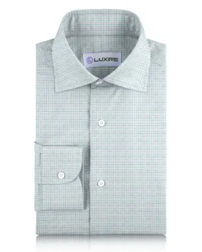 Chic Look Linen: Aqua Green Graph Checks On White Shirt