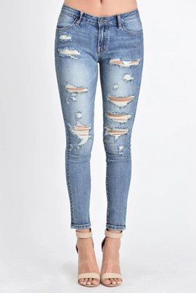 Cropped Distressed Skinny Fit Jeans Everyday Comfort Wear Minimalist Design
