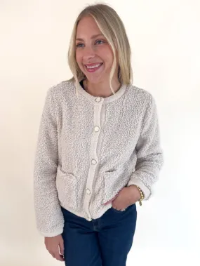 Cuddle Up Cardi - Light Oat Non Static Fiber Tech All-Season Fit