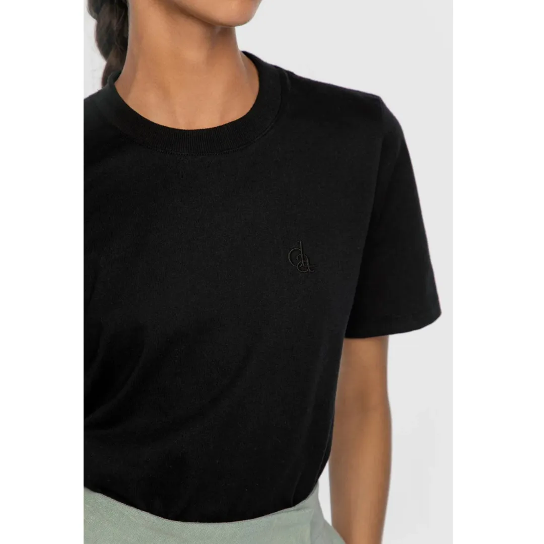 DAL THE LABEL Essential Organic Cotton T-Shirt, Black ContouredPanels DoubleLayeredFabric