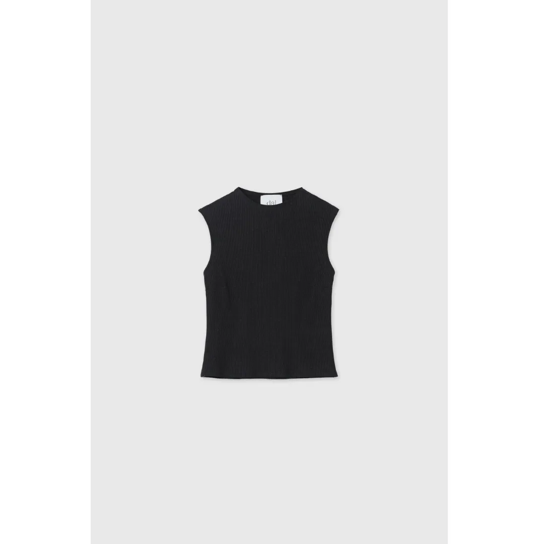 DAL THE LABEL Modal Ribbed Knit Tank, Black Minimalist Stitching AbrasionResistant Finish