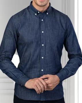 Dark Blue Denim Shirt Anti Odor Treatment Relaxed Design