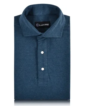 Dark Blue Grey Polo T-Shirt Chilly Day Wear Soft Stretch Collar