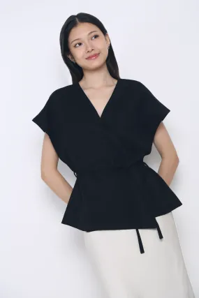 Dawn Kimono Wrap Blouse Black (Restock) Soft Touch Feel Minimalist Silhouette