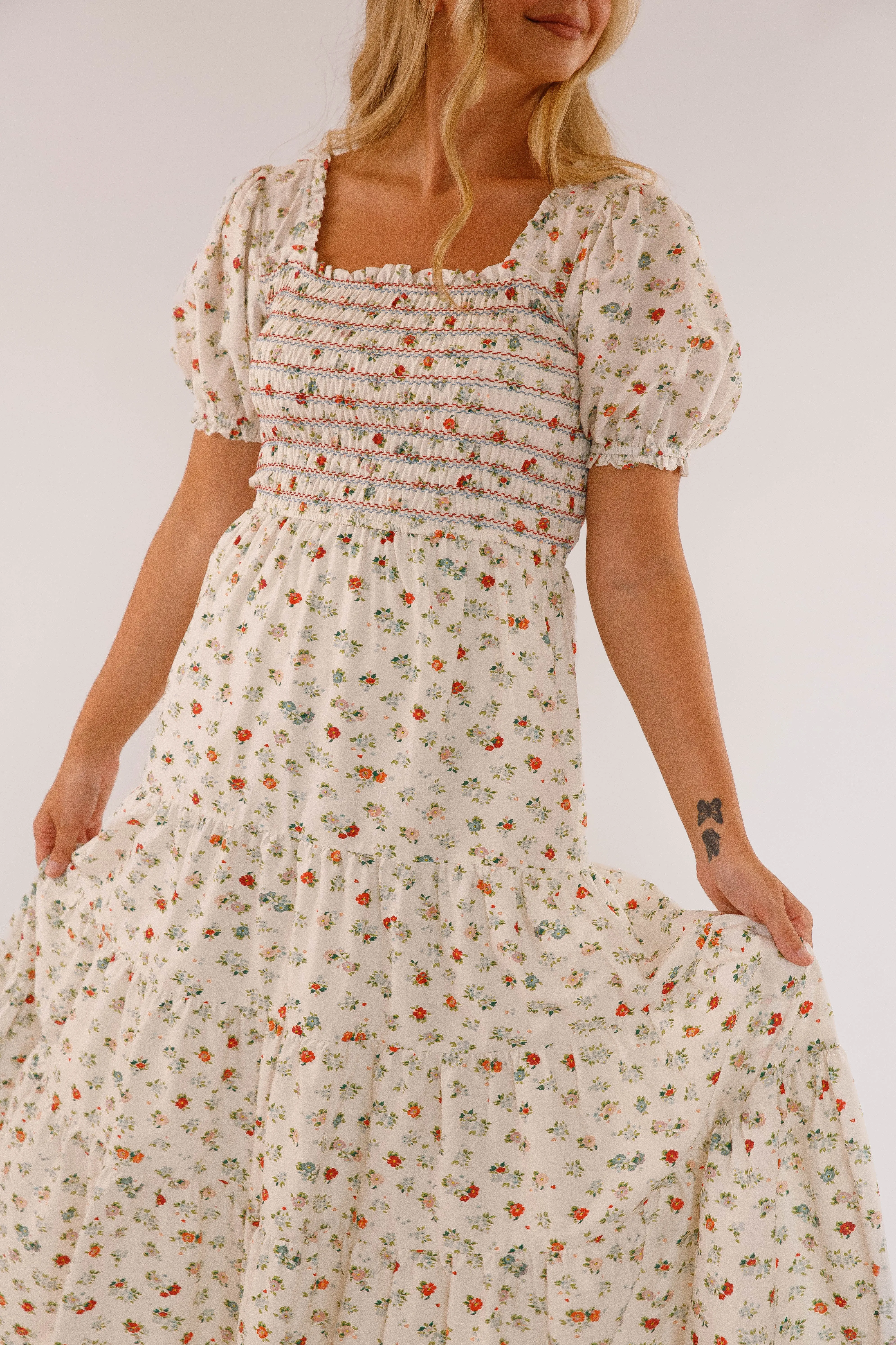 Modern and Stylish Bow-Detail The Wildflower Field Maxi Dress