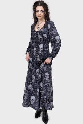 Minimal Cut Elegant Comfort Death's Head Maxi Dress