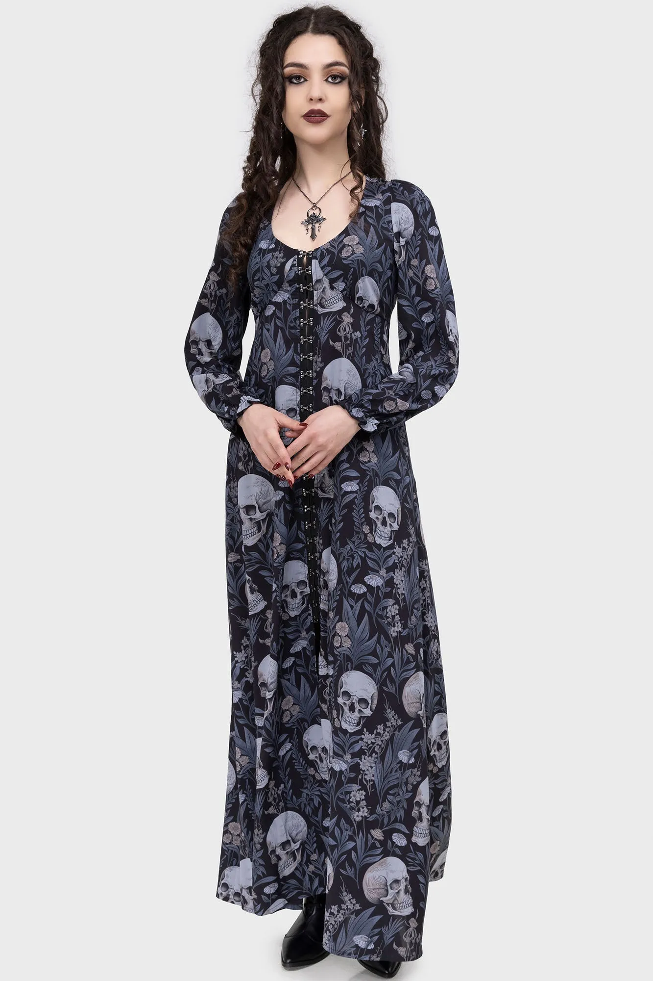Date-Night Smart Style Death's Head Maxi Dress