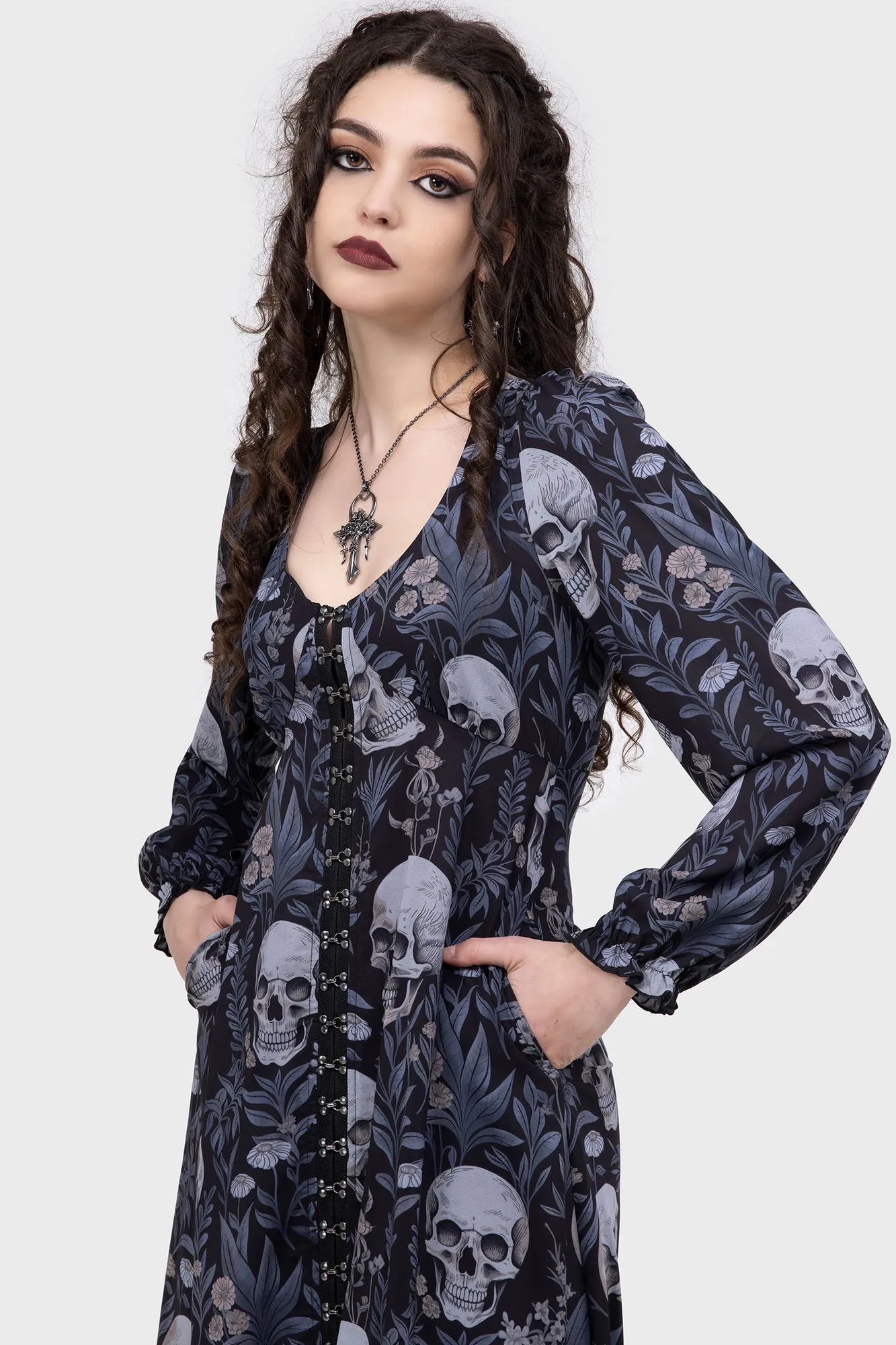 Death's Head Maxi Dress Soft Detail