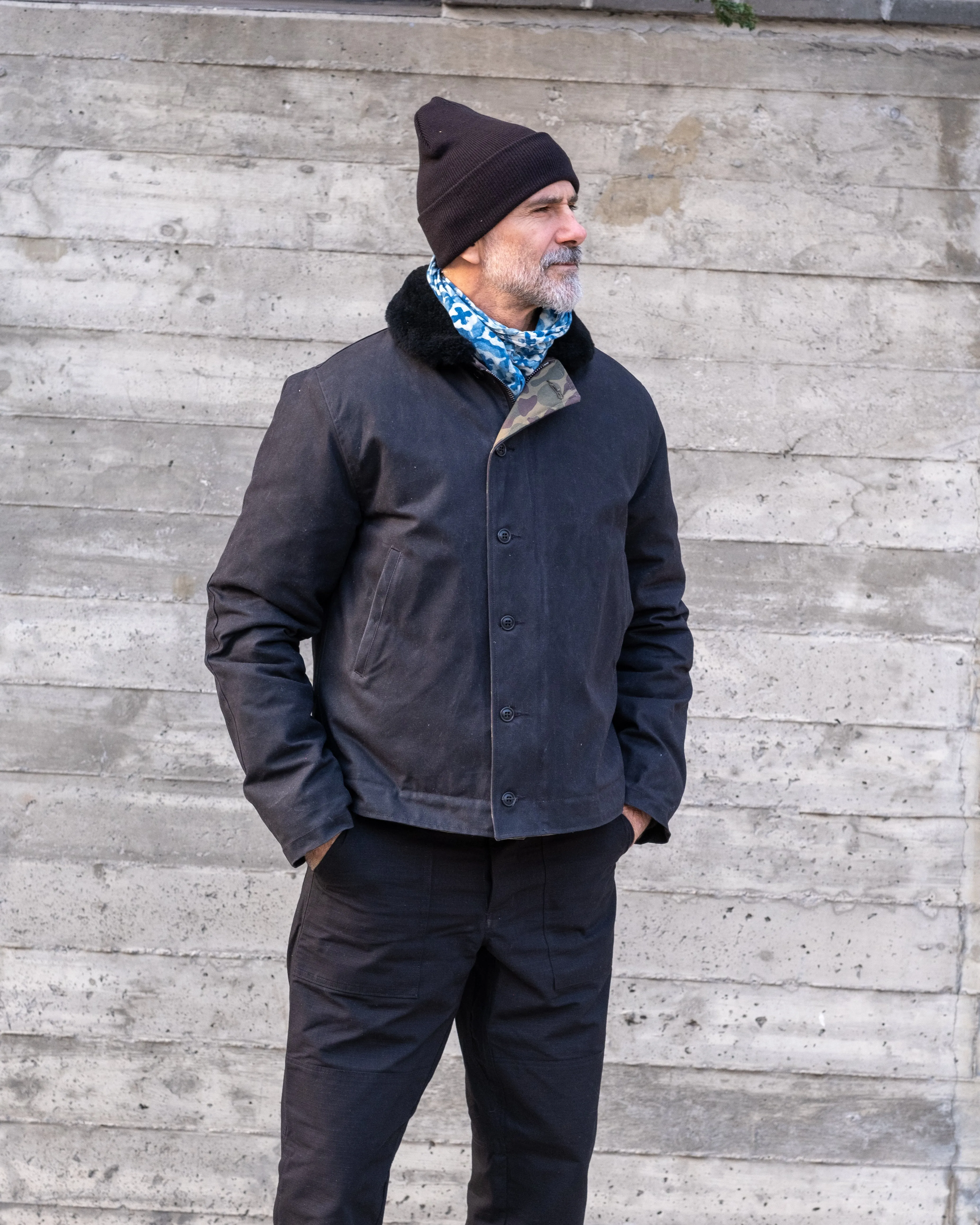 Insulated Core Technology All Year Use Deck Jacket - Black Shearling