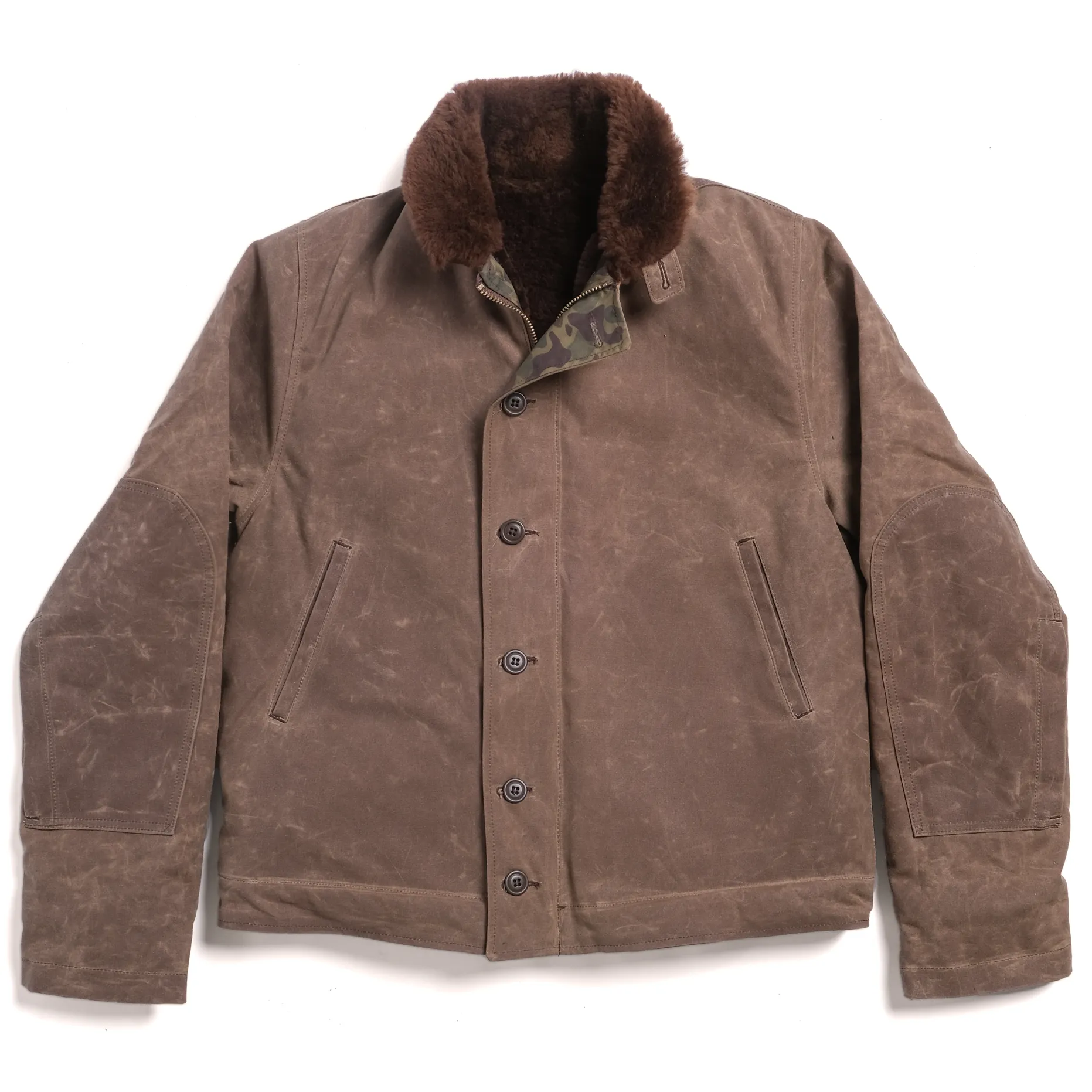 Deck Jacket - Brown Shearling Elastic hem