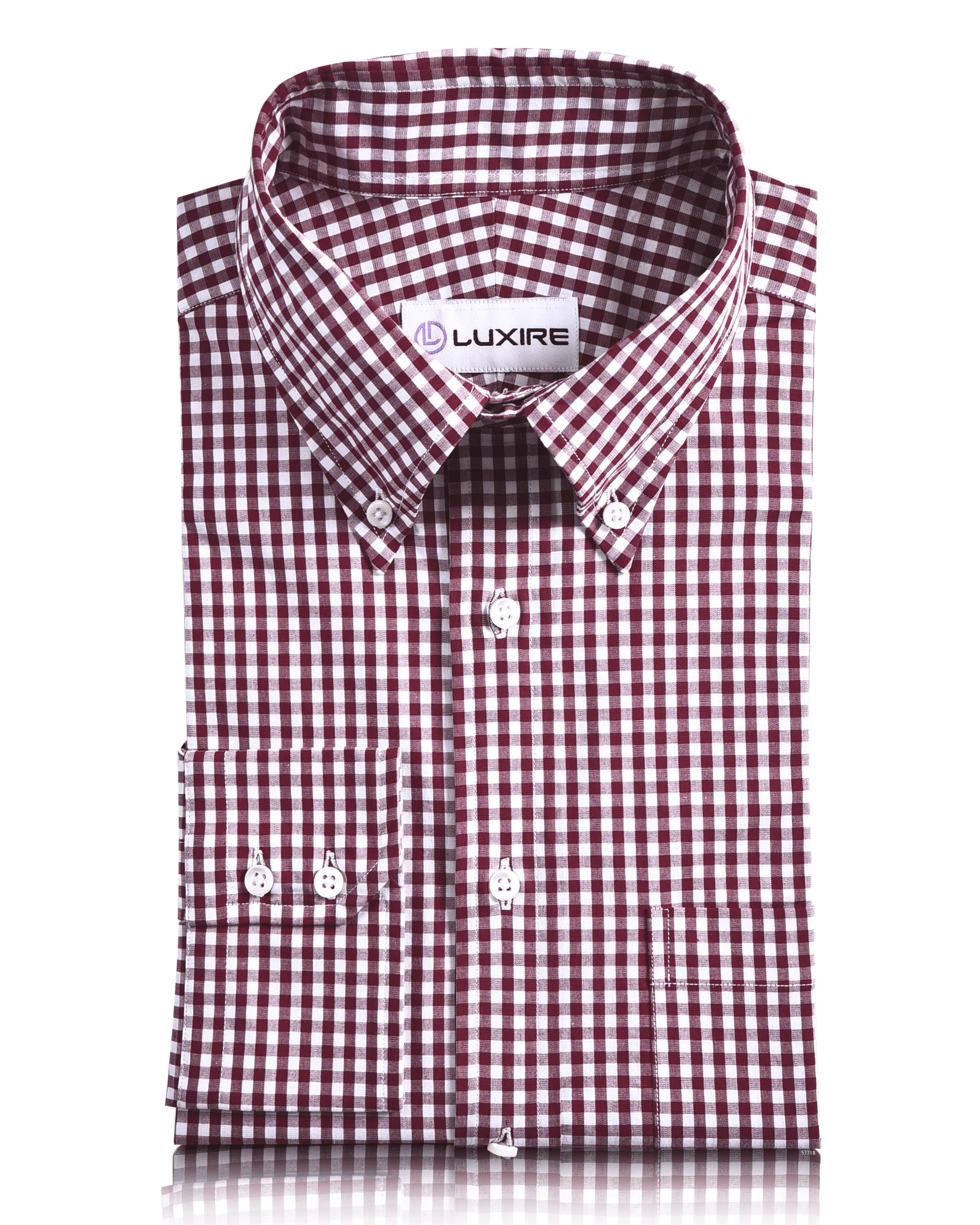Deep Red Gingham Shirt Inner Layer Urban Fashion
