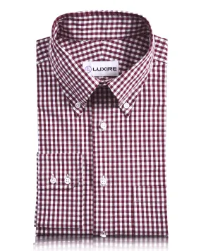 Deep Red Gingham Shirt Inner Layer Urban Fashion